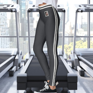 Aangepaste foto tekst Cute Strepen Neutraal Caviar Leggings