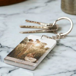 Aangepaste foto + tekst Eén Afbeelding Acrylische Sleutelhanger