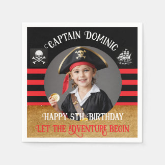 Aangepaste foto & tekst kinderfeestje Piratenverja Servet