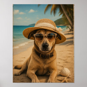 Aangepaste foto & tekst Retro strandposter Poster