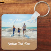 Aangepaste foto-tekst Sleutelhanger Foto's van je  (Achterkant)