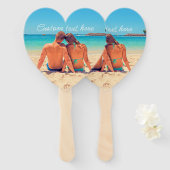 Aangepaste foto-tekstafel voor uw ontwerp - Koppel Handwaaier (Voorkant en achterkant)