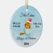 Aangepaste foto Tiger Baby's Boy Eerste Kerstmis 2 Keramisch Ornament (Rechts)