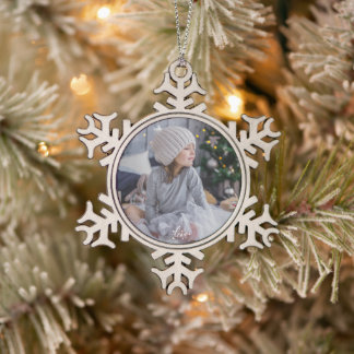 Aangepaste foto tin sneeuwvlok ornament