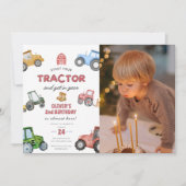 Aangepaste foto tractor 2e verjaardag kaart (Voorkant)