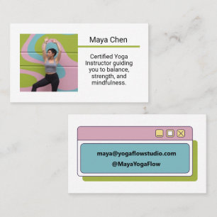 Aangepaste foto trendy yogadocent bewerkbare tekst visitekaartje