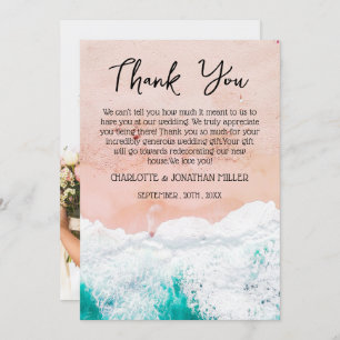 Aangepaste foto Tropical Coastal Beach Weddenschap Bedankkaart