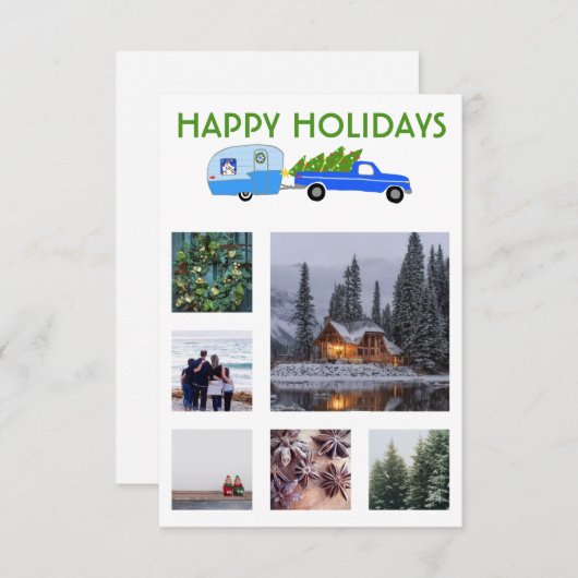Aangepaste foto Truck Camper Caravan Kerstkaart (Voorkant / Achterkant)