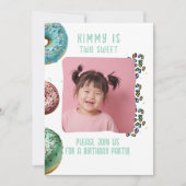 Aangepaste Foto Twee Schattigee 2e Verjaardag Part Kaart (Voorkant)