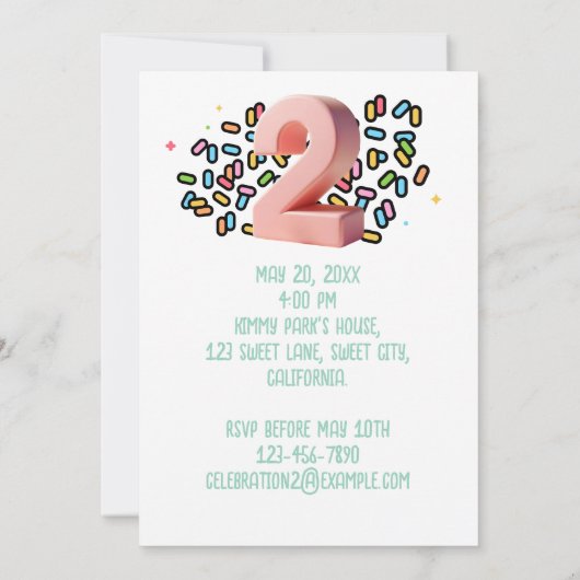 Aangepaste Foto Twee Schattigee 2e Verjaardag Part Kaart (Achterkant)