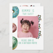 Aangepaste Foto Twee Schattigee 2e Verjaardag Part Kaart (Voorkant / Achterkant)