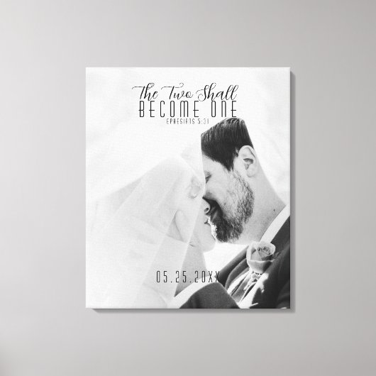 Aangepaste foto twee wordt één bruiloft canvas afdruk (Voorkant)