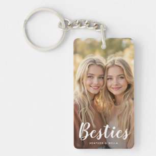 Aangepaste foto-typografie beste vriendin sleutelhanger