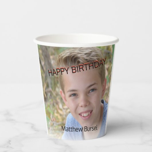 Aangepaste foto-upload 🎈 Monogram Papieren Bekers (Achterkant)