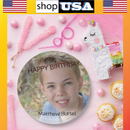 Aangepaste foto uploaden 🎈 Monogram Papieren Bordje