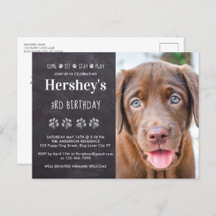 Aangepaste foto-uppy Dog Birthday Party Invitation Briefkaart