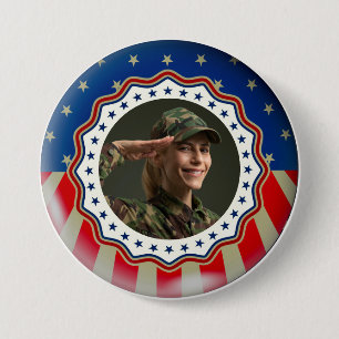 Aangepaste foto USA-militair - Veteraan- en gedenk Ronde Button 7,6 Cm