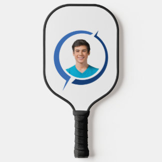 Aangepaste foto Uw naam Minimalistische Blauwe Gra Pickleball Paddle
