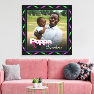 Aangepaste Foto Vader Dochter Zoon Familie Keepsak Canvas Afdruk