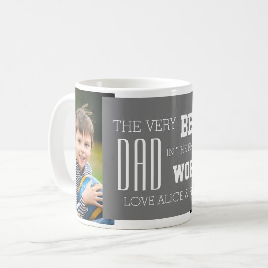 Aangepaste foto-Vaderdag Mok grijs (Voorkant links)