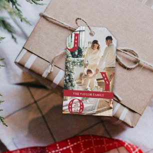 aangepaste foto vakantie JOY Kerstcadeau Cadeaulabel