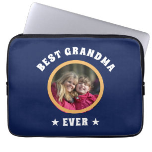 Aangepaste foto van beste grootmoeder ooit laptop sleeve