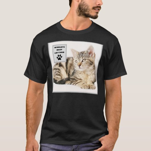 Aangepaste foto van beste kattevader ter wereld t-shirt (Voorkant)