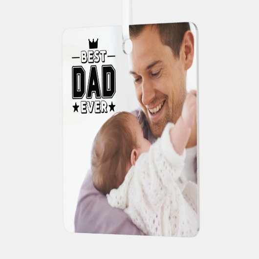 Aangepaste foto van beste vader op vaderdag metalen ornament (Voorkant links)