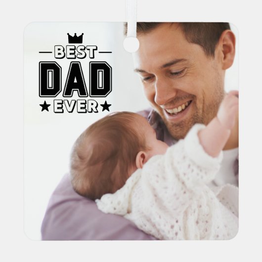 Aangepaste foto van beste vader op vaderdag metalen ornament (Achterkant)