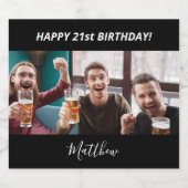 Aangepaste foto van Birthday party zwart-wit moder Bier Etiket (Enkel label)