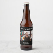 Aangepaste foto van Birthday party zwart-wit moder Bier Etiket (Voorkant)