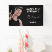 Aangepaste foto van Birthday-party zwart-wit Spandoek (Insitu)