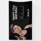 Aangepaste foto van Birthday-party zwart-wit Spandoek (Verticaal)