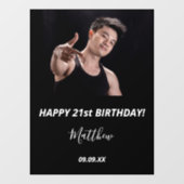 Aangepaste foto van Birthday zwarte witte moderne Raamsticker (Vel)