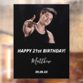 Aangepaste foto van Birthday zwarte witte moderne Raamsticker (Vel 2)