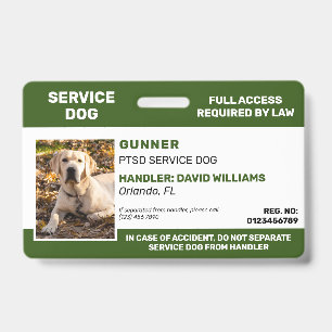 Aangepaste foto van de groene witte Dienst Dog Badge