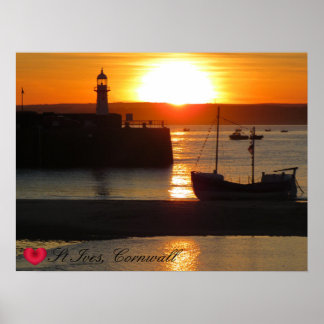Aangepaste foto van de Harbour Harbour Sun Cornwal Poster
