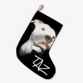 Aangepaste foto van de Naam van de Dog Kleine Kerstsok (Voorkant (Hangend))