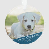 Aangepaste foto van Dog Pet met kerstfeestdag Ornament (achterkant)