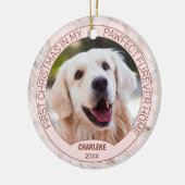 Aangepaste foto van een knuffelbare puppy op chic  keramisch ornament (Links)