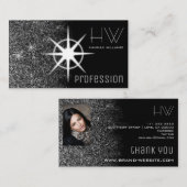 Aangepaste foto van elegant Silver Glitter Profess Visitekaartje (Voorkant / Achterkant)