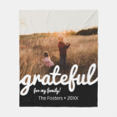 Aangepaste foto van Grateful Black en White Script Fleece Deken (Voorkant)
