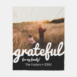 Aangepaste foto van Grateful Black en White Script Fleece Deken