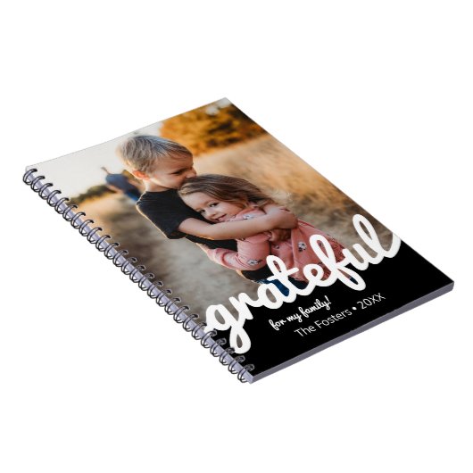 Aangepaste foto van Grateful Black en White Script Notitieboek (Rechterzijde)