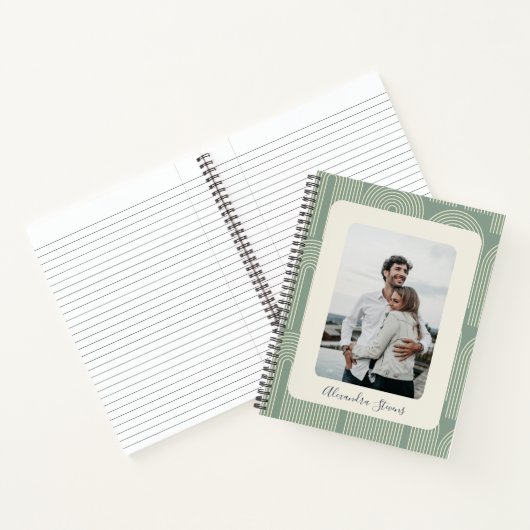 Aangepaste foto van hedendaagse Arch Line Art Sage Notitieboek (Binnen)