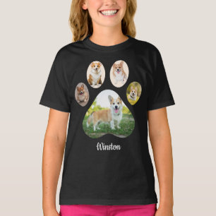 Aangepaste foto van huisdier pootafdruk collage t-shirt
