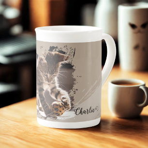 Aangepaste foto van huisdierkat naam foto geschenk porselein kop