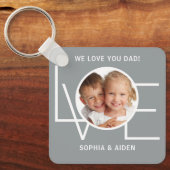 Aangepaste foto van je vader Vaderdag grijs Sleutelhanger (Voorkant)
