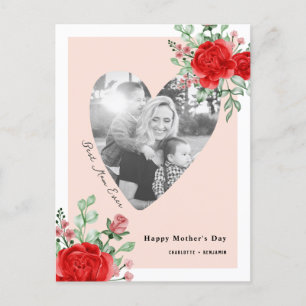 Aangepaste foto van Modern Happy Moederdag Floral Feestdagenkaart