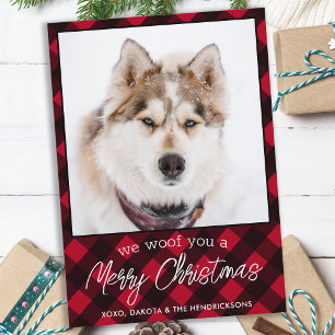 Aangepaste foto van Pet Dog Merry-kerstrood met pl Feestdagenkaart